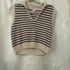 Sincerely Jules Black and Cream Striped Sweater Vest
